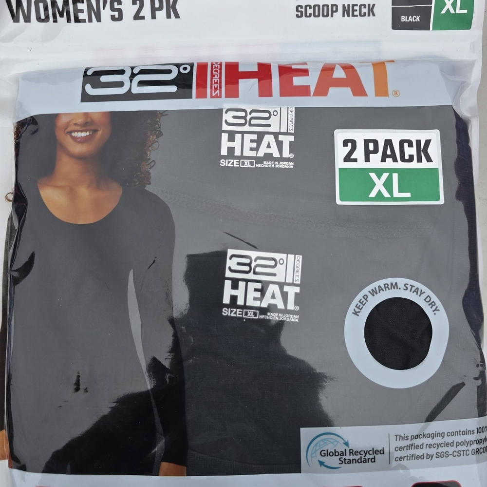 32 Degrees Women's Black Scoop Neck Tops - 2 Pack